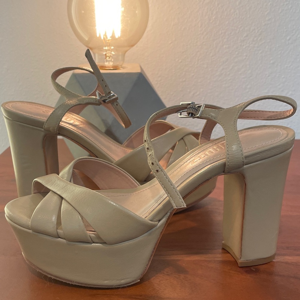 SCHUTZ Beige Strappy Platform Sandals
